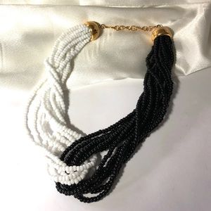 Vintage black and white beaded necklace.